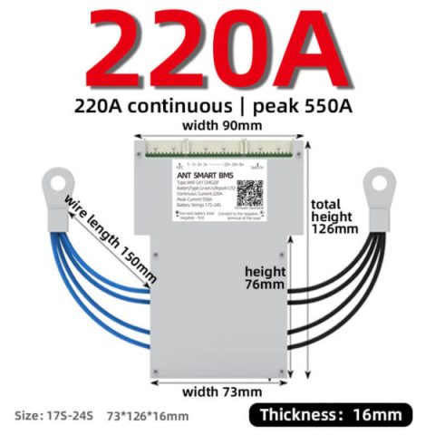 Smart ANT BMS 17S-24S 550A à équilibrage actif pour moto électrique