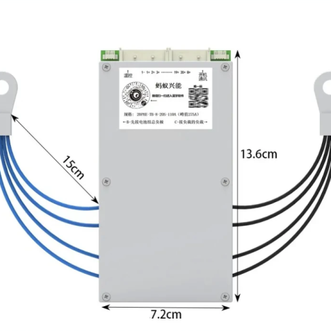 Smart ANT BMS 8S-20S 275A baterijos valdymo sistema su aktyviu balansavimu, plokštė iš viršaus